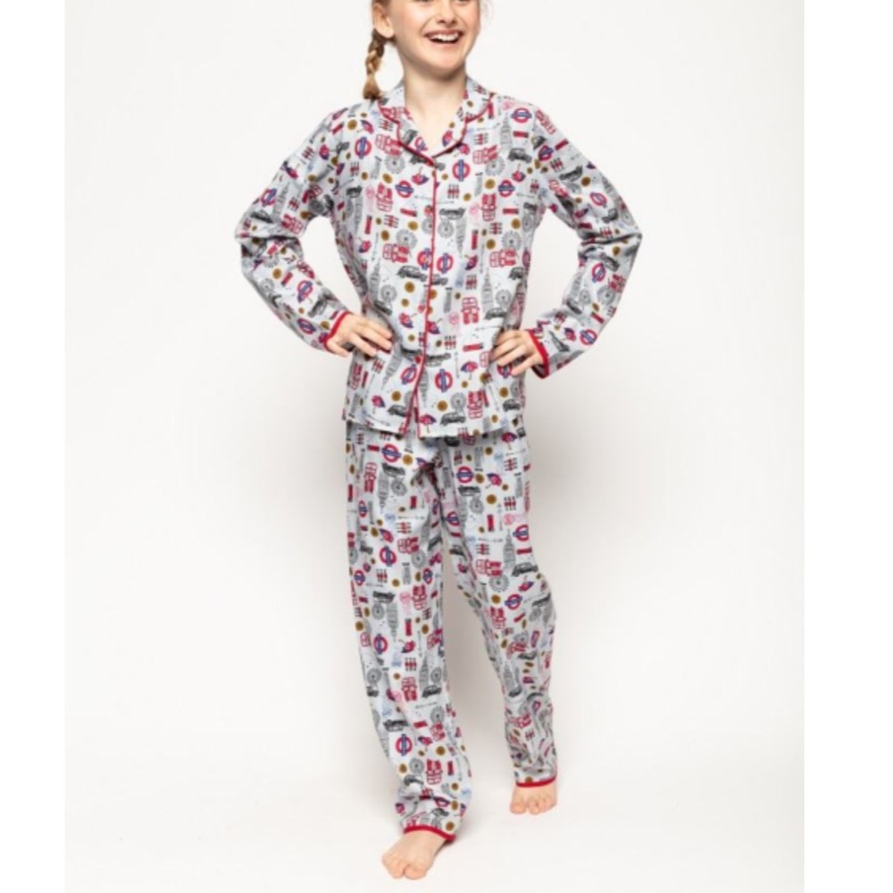 Cyberjammies Girls Mini Winsdor London 2 Piece Pajamas White Matching Set Size 8